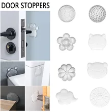 Cartoon Door Stoppers Wall Protection Safety Shock Absorber Anti Collision Pads Door Handle Bumpers Security PU Transparent