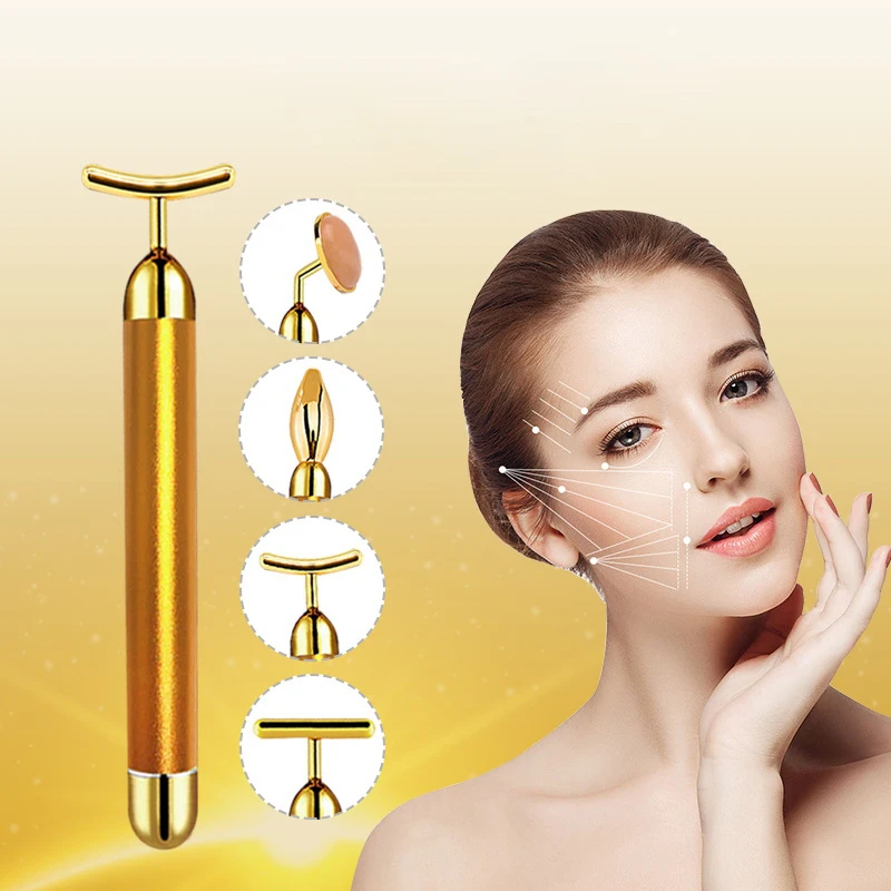 Energy 24K Gold T Beauty Bar ролик для лица импульсный укрепляющий массажер антивозрастное