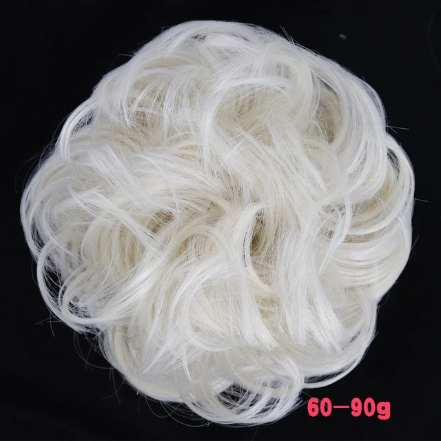 MERISIHAIR Synthetic Girls Curly Scrunchie Chignon With Rubber Band Brown Gray Hair Ring Wrap On Messy Bun Ponytails 90g-60