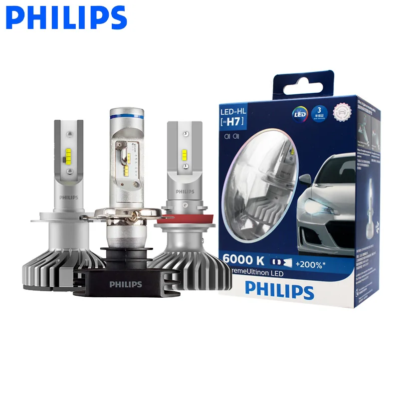Светодиодсветодиодный лампы Philips H4 H7 H8 H11 H16 9005 9006 X-treme Ultinon для автомобильных фар