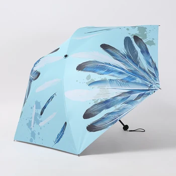 

Ultra Light 3 Fold Women Umbrella Portable Folding Uv Protection Rain and Sun Umbrella Black Coating Paraguas Rain Gear MM60YS