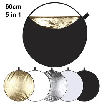 

60cm 24'' reflector 5 in 1 Multi Disc Photography Studio Photo Round Collapsible Light Reflector handhold portable photo disc