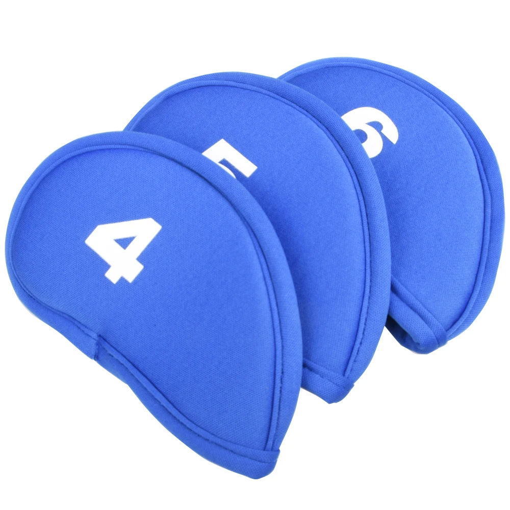 Cubiertas protectoras de hierro para palos de Golf, accesorios para palos de Golf, color negro, rojo y azul, 10 unidades por juego