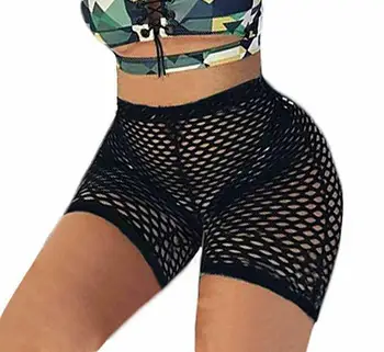 

Women See Through Fishnet Shorts Sheer Mesh Short Cycling Cover Up Shorts