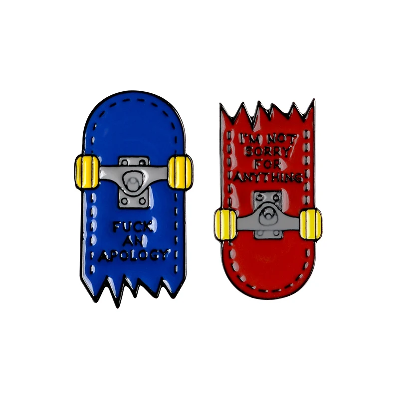 

Cartoon Sports Skateboard Enamel Pins Cool Game I'm Not Sorry For Anything Brooches Bag Clothes Lapel Pin Gift for Women Men