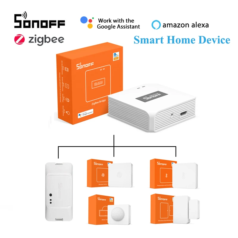 SONOFF Zigbee Bridge SNZB-01 SNZB-02 SNZB-03 SNZB-04 BASICZBR3 ZBMINI DIY Switch Smart Home Security,Work with Alexa Google Home