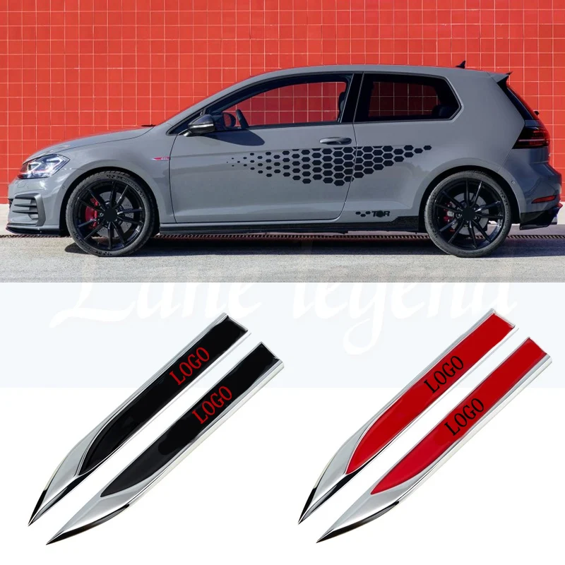 

2PCS/set Car Emblem Badge Decal Blade Shape Sticker Fender Side Metal For Volkswagen POLO For Touareg Passat Golf Tougou For GTI
