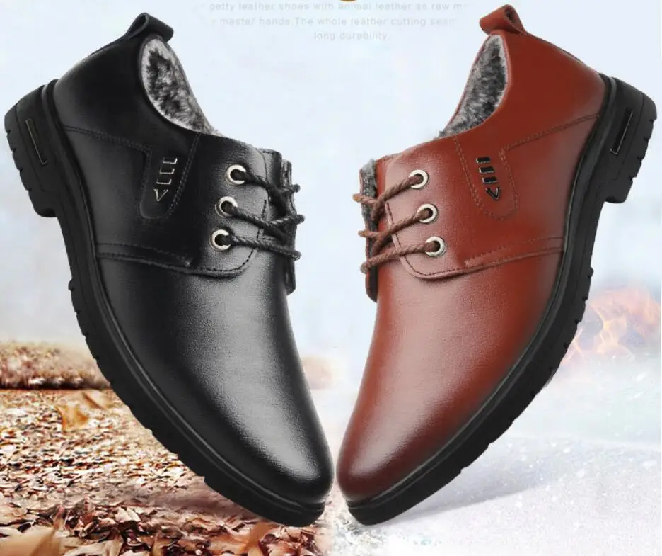 Г. Осенне-зимние кожаные мужские Ботильоны классические полуботинки с мехом, плюшевые теплые мужские повседневные ботинки botas hombre