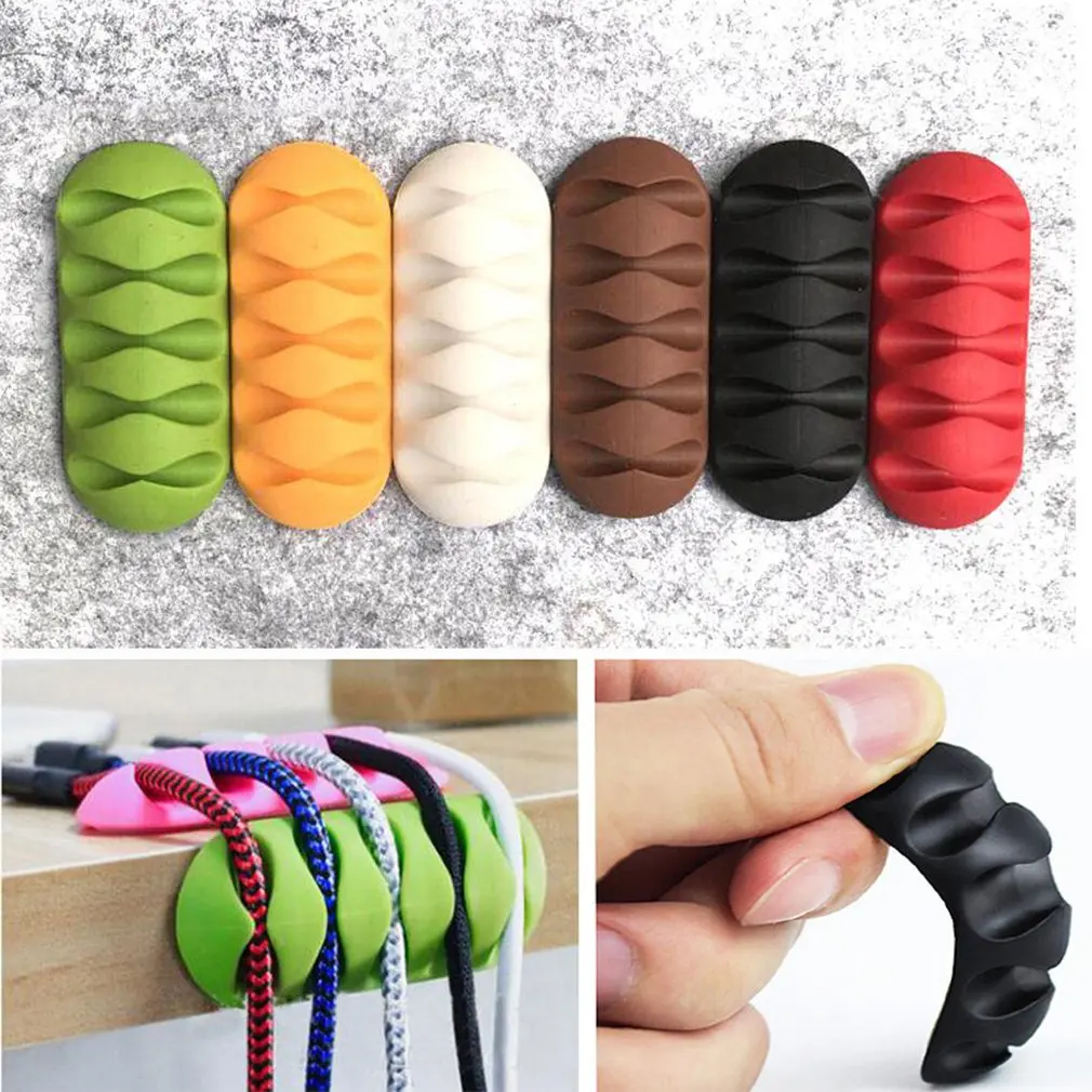 Five-Hole Cable Organizer Holder Cable Clip Desk Tidy Organiser Wire Lead USB Charger Holder Fixer