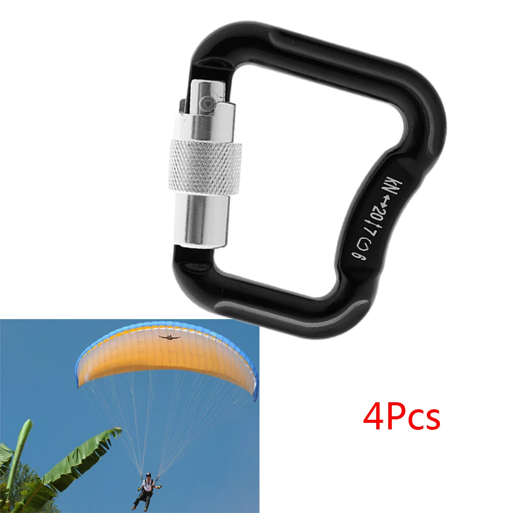 

4 Pieces / Set 20KN Abseiling Paragliding Paraglider Parachute Snap Auto Lock Carabiner Outdoor Tools