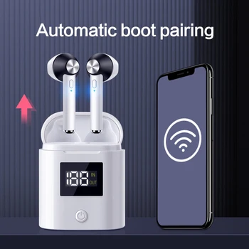 

D019 Wireless Bluetooth V5.0 Earphone HD Wireless 3D Stereo Sport Bass Headset With Powered Led Display Charger Case