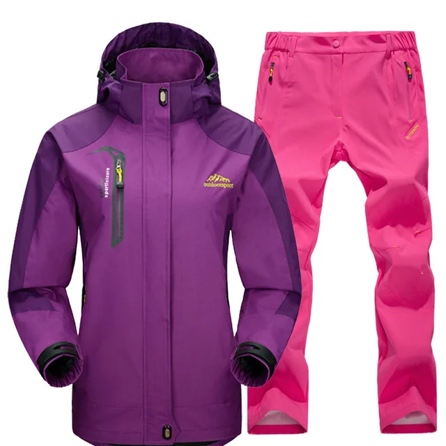 Лыжный костюм, мужские лыжные комплекты для сноубординга, уличная теплая водонепроницаемая ветрозащитная куртка+ штаны, женский осенний зимний лыжный костюм - Цвет: women color-8