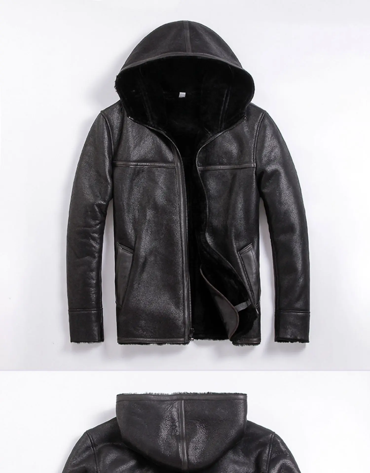 AYUNSUE/мужская куртка из натуральной кожи; теплое зимнее пальто из овечьей шерсти; большие размеры; винтажная куртка; кожаные пальто из овчины; KJ2913