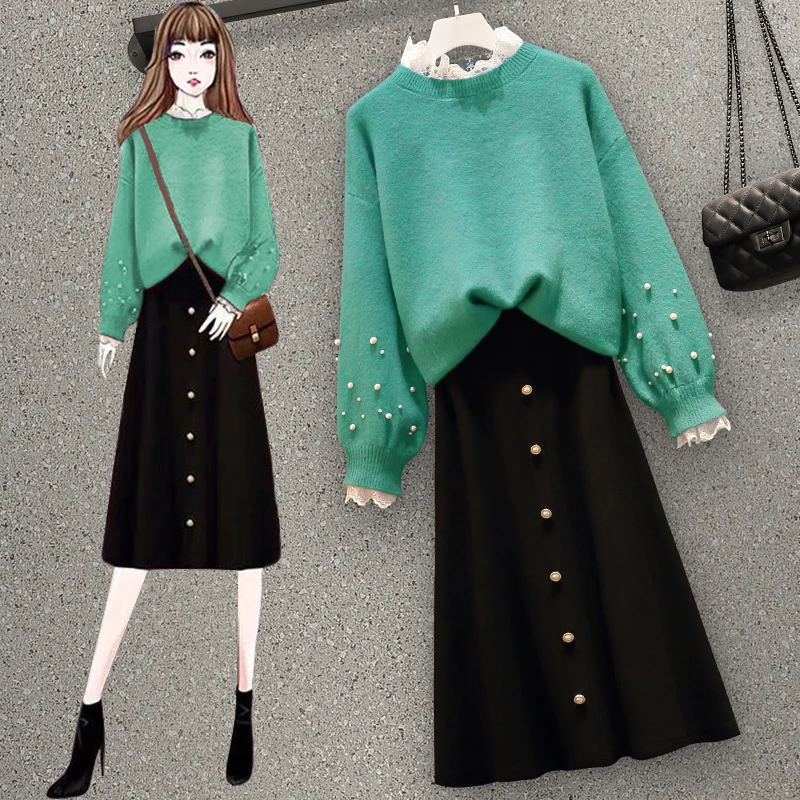 

yards minus age of new fund of 2021 autumn winters brim show thin sweater sweater Fried street bust skirt suits