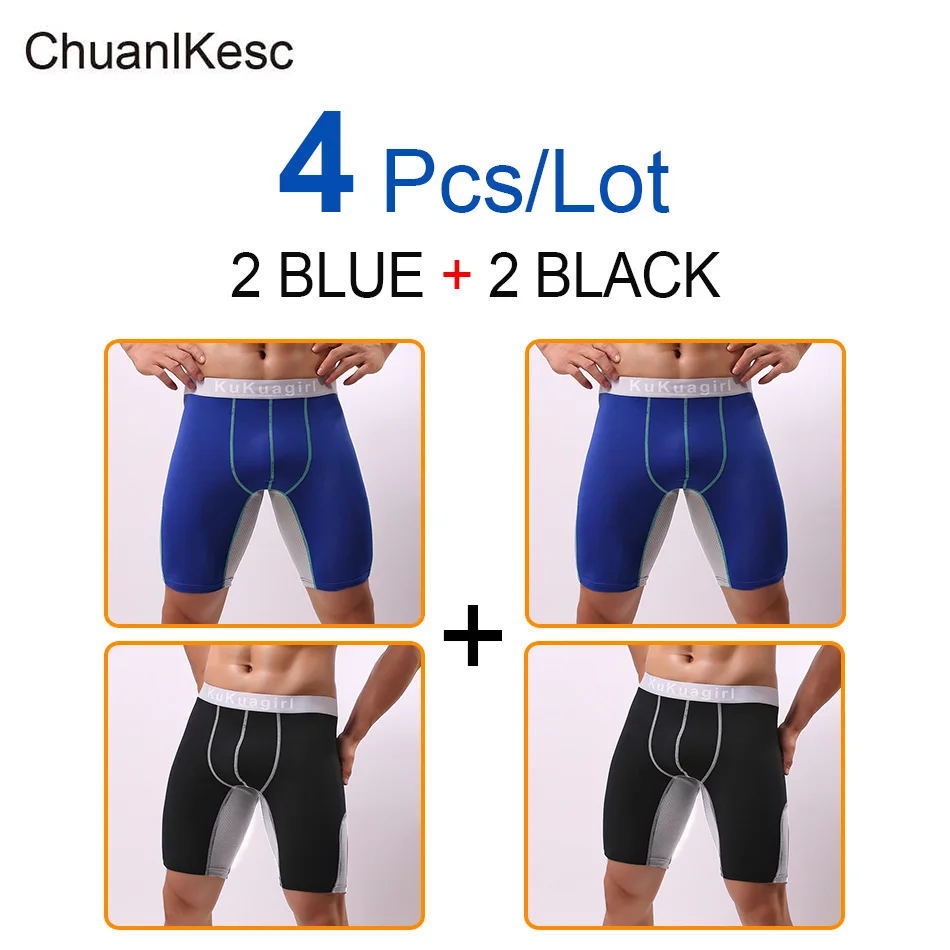4 Pcs/Lot Boxer Sports Underwear Plus Long-wearing Leg Pants Fitness Underwear Run Underwear Comfortable and Breathable