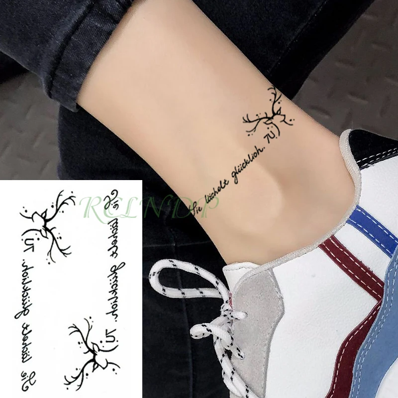 Waterproof Temporary Tattoo Sticker antlers words letter sentence tatto stickers flash tatoo fake tattoos for kid Men women