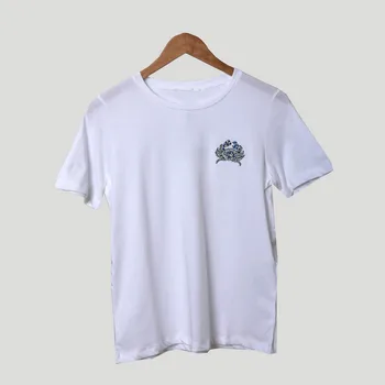 

Women's T-shirt Spring and Summer 2020 New Casual Style Simple Loose Short Sleeve Cancer Embroidered T-shirt