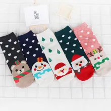 Хлопковые женские носки, рождественский подарок, снеговик, медведь, олень, милые Мультяшные Повседневные носки для взрослых девушек, забавные креативные носки