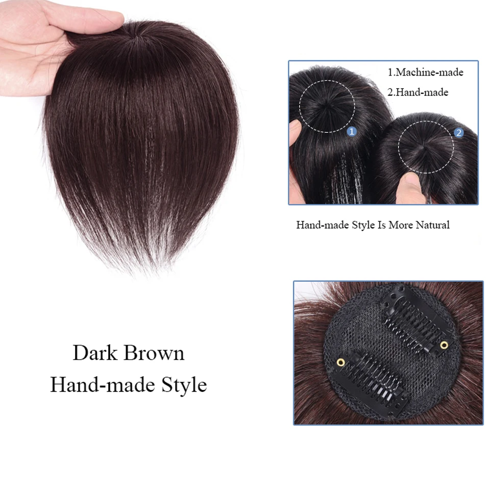  Allaosify Women Toupee with Bangs Synthetic Straight Artificial-Material Hair Hand-made Topper Hair