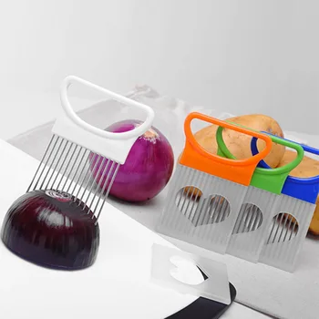 

Tomato Onion Slicer Aid Holder Stainless Steel Guide Slicing Cutter Kitchen Shrendders & Slicers Fruits Vegetables Tools