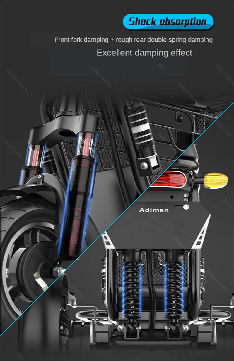 10 Inch Mini Electric Scoooter Three Wheel Electric Scooters With Backshift System 48V 350W 30AH 25KMH Electric Adult Tricycle (6)