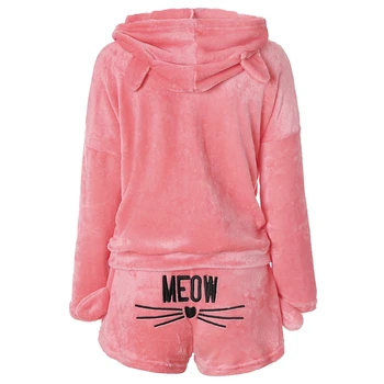 

New Women Pajama Sets Autumn Winter Flannel Cartoon Warm Pyjamas Animal Sleepwear Cat Cute Female Fashion Girls Homewear