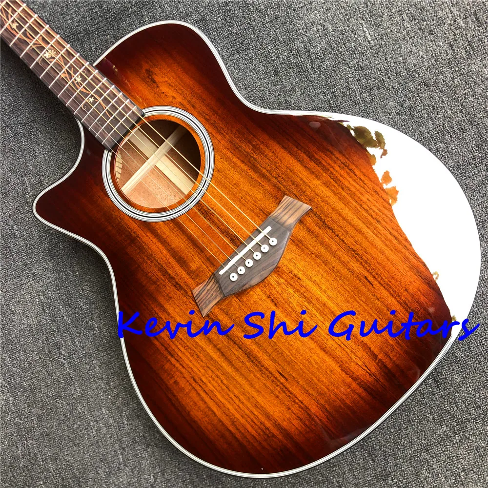 Акустическая гитара sunset finish KOA lefty K24 Chaylor для левой руки K24ce электрическая