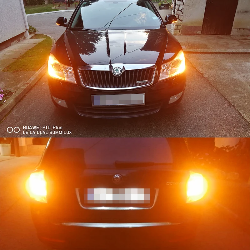 Светодиодные лампы янтарного цвета Canbus BAU15S BA15S PY21W для Skoda Octavia 2010 2011 2012 передние