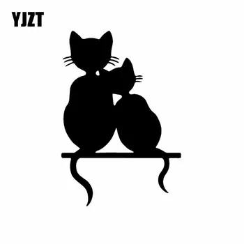 

YJZT 10.4X15.2CM Vinyl Decal Car Sticker Decor Cute Cat Pet Kitten Animal Funny Cartoon Black/Silver C24-1728