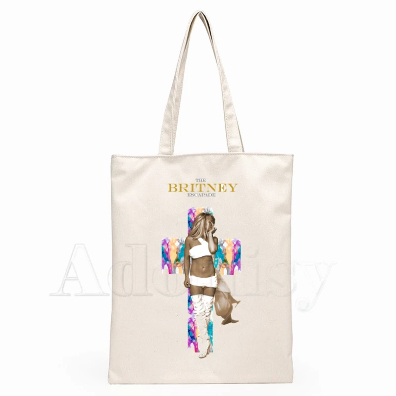 

Britney Spears Fashion Canvas Bag Women Girls Simple Large Capacity Storage Handbag Shoulder Bag Tote Reusable Student Bookbag