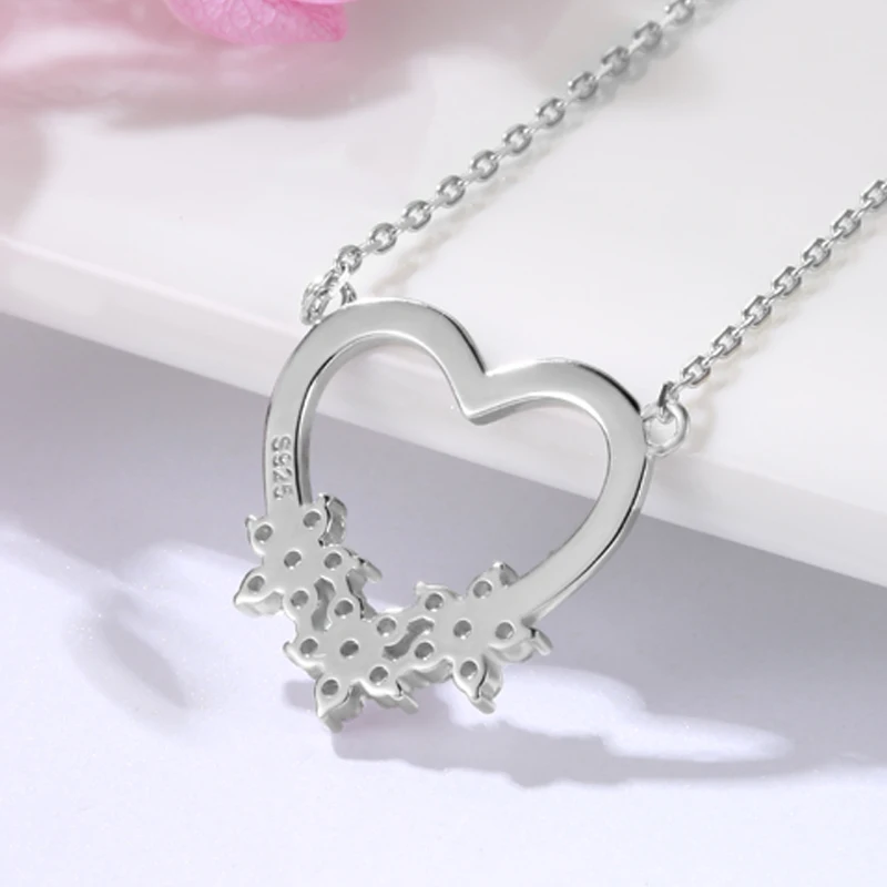 Новая мода i love you, милое ожерелье в виде сердца, подарок любви для женщин, цветок, серебро 925 пробы, цепочка, ожерелье, ювелирное изделие
