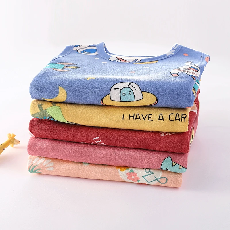 New Dinosaur Print Kids Pajamas Tops Autumn Winter Baby Sleeveless Tops Tees 2-11T Warm Toddler Sleep Vests for Boys Girls