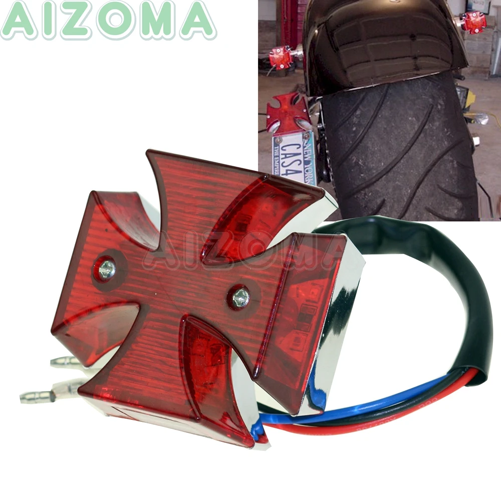 Кафе Racer Мальтийский крест тормоза задние фонари мотоциклы 12v светодиодный Стоп
