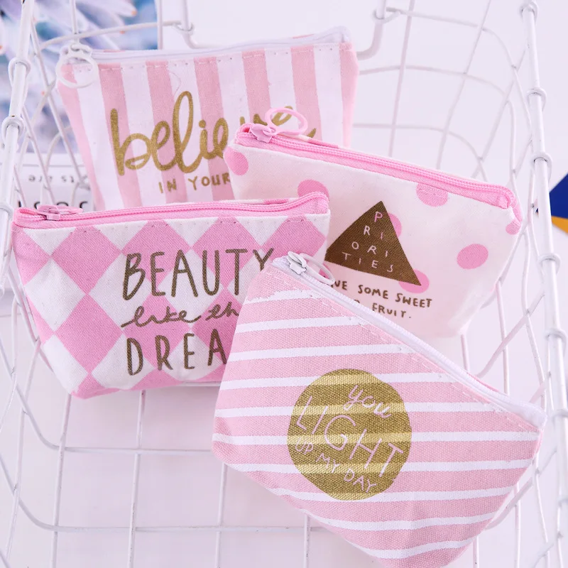 

Lottery Japanese-style Creative Zipper Coin Students Carrying Key Storgage Bag Cute Mini Crystal Powder Grid Purse