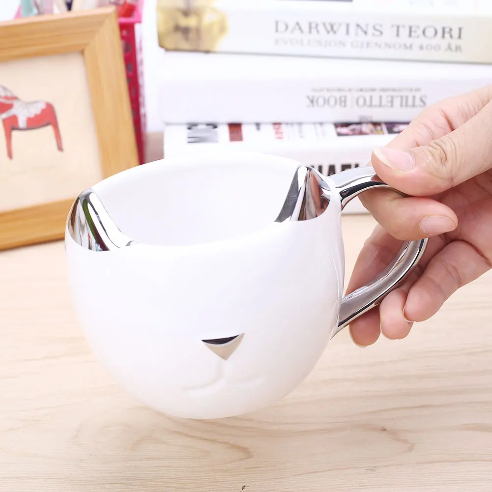 

Gadget Mug Office School Drinkware Home Bar Ceramic Cup 3D Kitten Accessories White/Black Unisex Tumbler Kids Gift