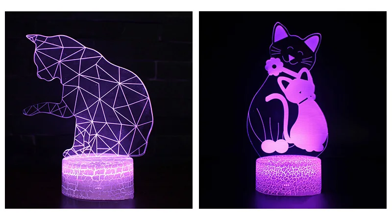 Светодиодный ночной Светильник 3D с симпатичными кошками, Цвет изменение Новинка USB светодиодный прикроватные лампы GY049 ночное потолочные люстры для украшения дома праздничные подарки