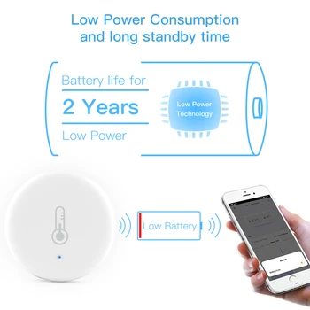 

Tuya Smart Life Remote Control App Battery Powered ZigBee Smart Home Security Tuya ZigBee Smart Temperature And Humidity Sensor