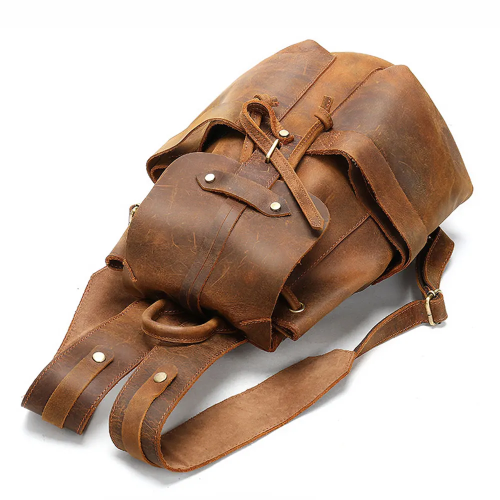 Lukegear коровья кожа рюкзак для мужчин открытый классический рюкзак подлинный материал винтажные сумки Прочный