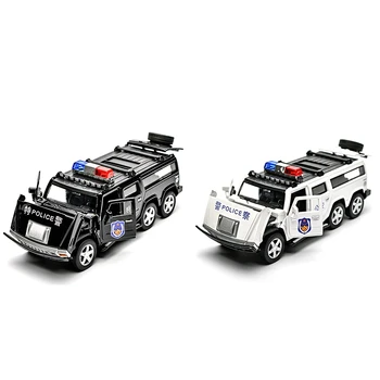 

1:32 Six-Wheeled Alloy Police Off-Road Model Toy Cars Sound Light Pull Back Chariot Toys Car for Children