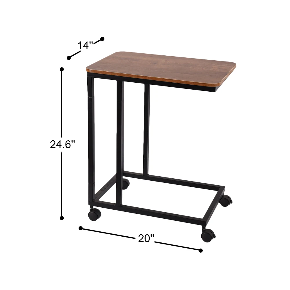 

C Table Sofa Side End Tables for Living Room Couch Table Slide Under Mobile Snack Side Table 20" L x 14.1" W x 24.6" H.
