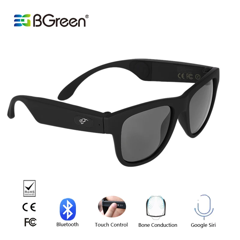Skup BGreen z przewodnictwem kostnym Bluetooth inteligentne słuchawki sportowe okulary bezprzewodowe okulary Stereo Audio zestaw słuchawkowy dla aktywnych słuchawek
