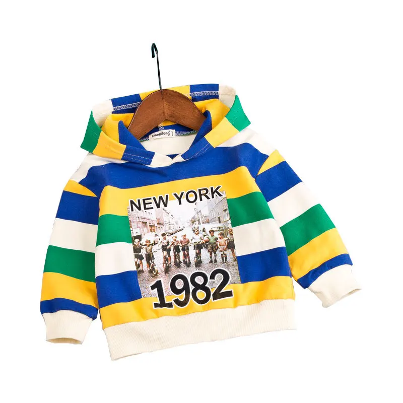 

Spring Autumn Children Clothes Baby Boys Girls Cotton Striped Letter Pattern Hooded Sweatshirts Kids Hoodies Coat Tops Clothes