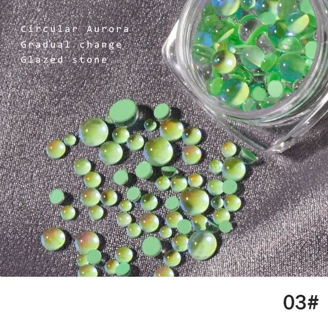 FlorVida 20pcs Sweet Heart Mermaid Rhinestone Beads Holographic Crystal Gems Stones For Nail Art Decorations Mix Size Box Kawaii 100pcs Round 03