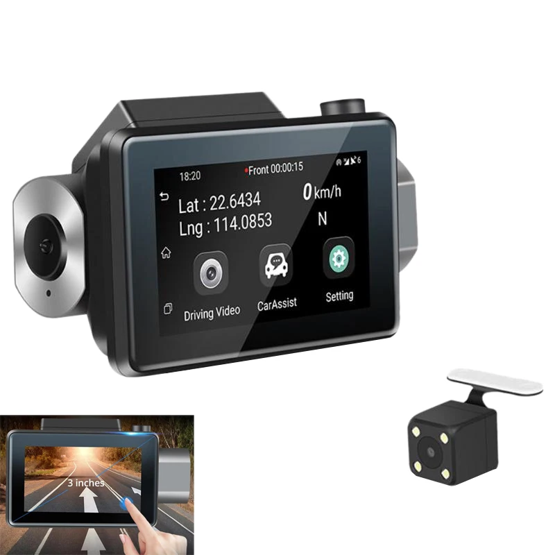 

3inch 1080P Hd Car Dvr Camera Android 5.0Gps Recorder Recorder Wifi Dual Lens Video Recording Function Parking Monitoring
