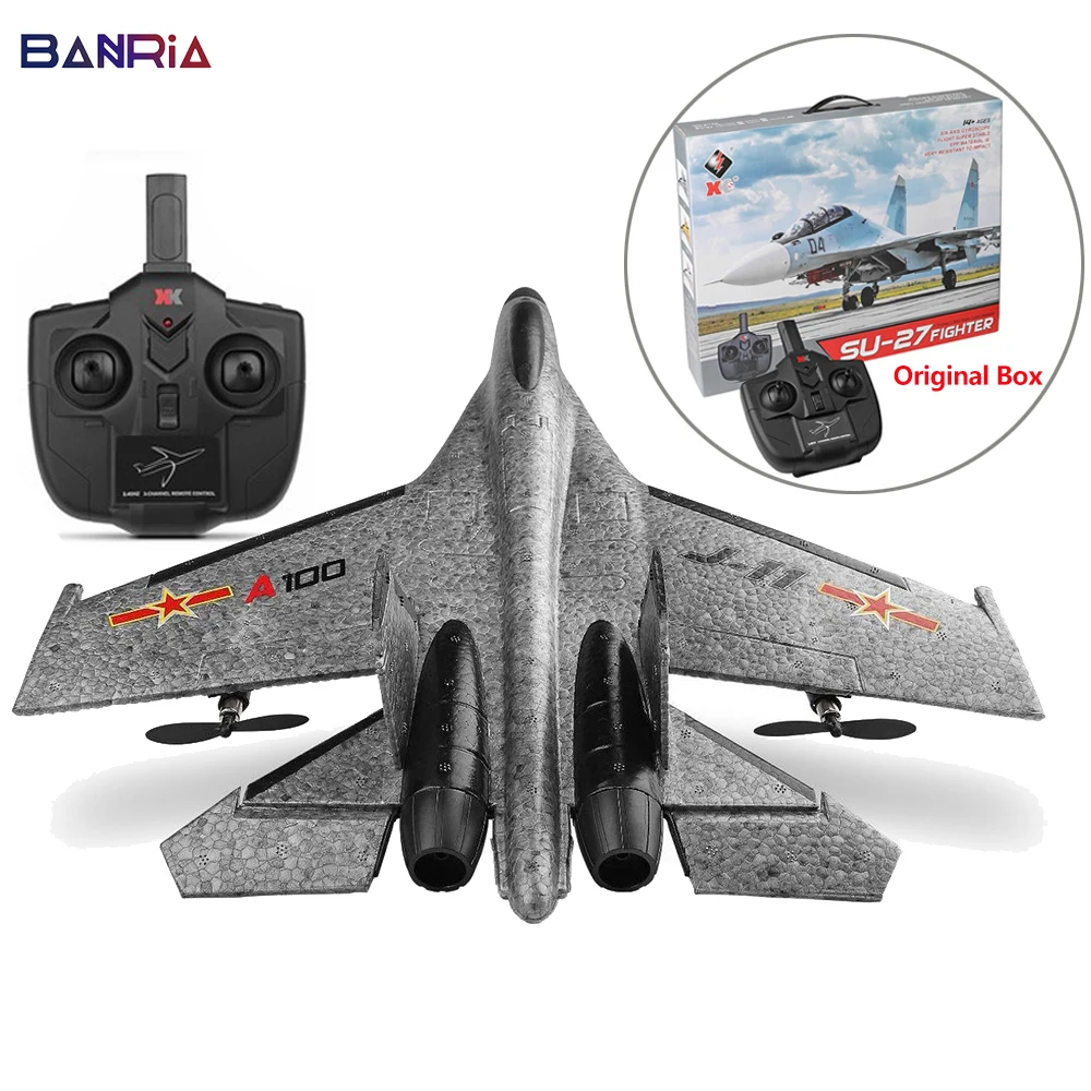 Радиоуправляемый самолет 3 канала EPP с фиксированным крылом WLtoys XK A100 SU27 пульт