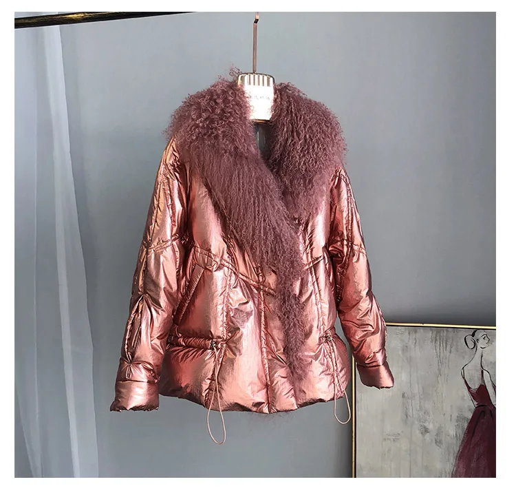Корейские женские меховые пальто зимние короткие модные парки Женская одежда шерсть меховой воротник теплое тонкое женское пальто пуховик