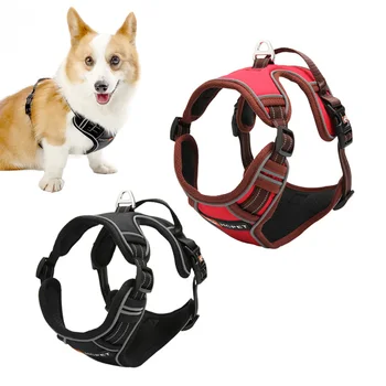 

Nylon Dog Harness Small Medium Large Dog Collar Black Red Reflective Martingale Pet Collars S M L XL Go Out Harness Vest For Dog