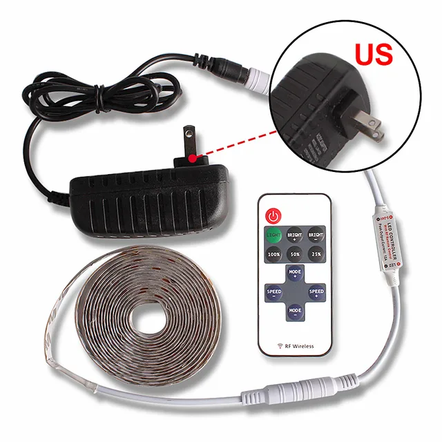 5M LED light Strip Waterproof 2835 Ribbon Warm White LED Strip DC 12V Dimmable Touch Sensor Switch For Room Cabinet Kitchen Lamp 11keys LED Strip US