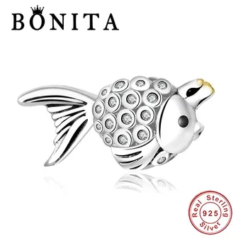 

Original 925 Sterling Silver Crown & Fish Charm Dangle Fit Original Pan Charms Bracelet Necklace Beads Berloque DIY Jewelry