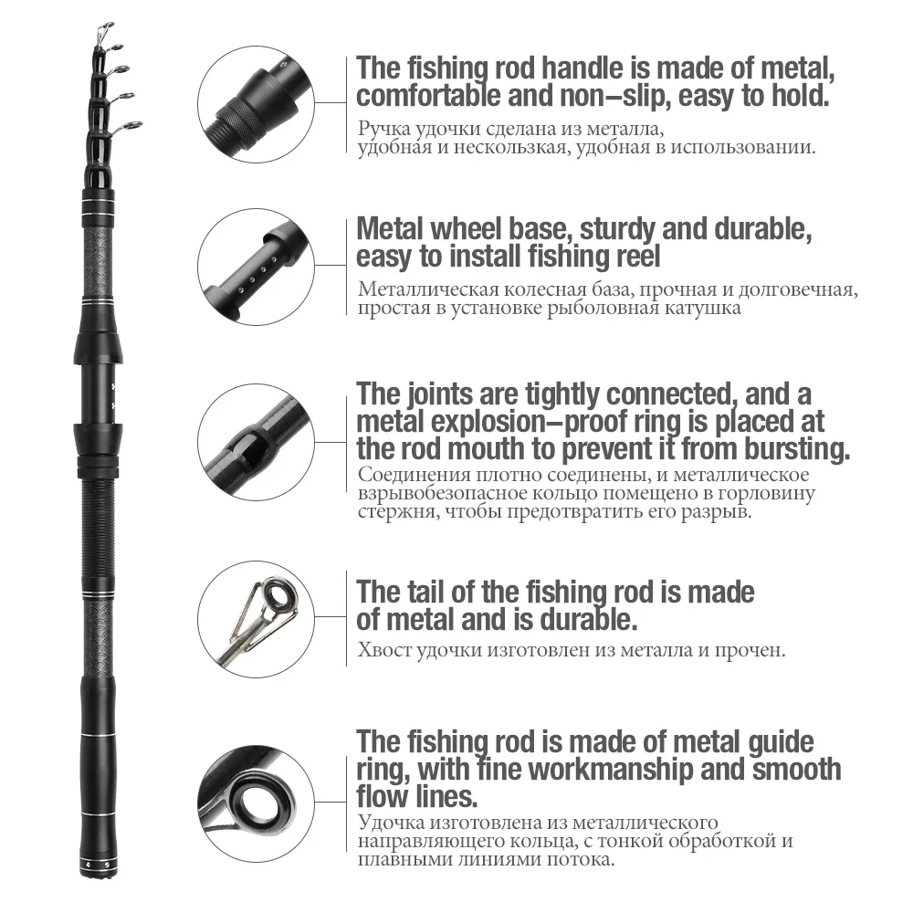 Дональд 1,8-3,0 м телескопическая спиннинговая Удочка из углеродного волокна, удочка для ловли карпа, портативное ультракороткое рыболовное оборудование